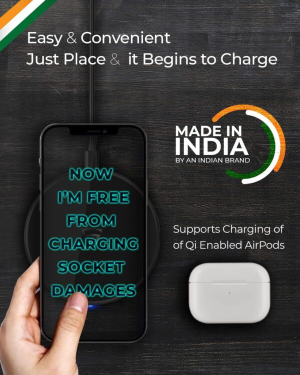 RAEGR Arc 400 15W Type-C PD | Made in India | Qi-Certified Wireless Charger with Fireproof ABS for iPhone 16/15/14/13 Series, Galaxy S24/S23/S22/S21/Note 20/10/Note10/Note9/S9 Series, OnePlus 9 Pro/9 - Image 3
