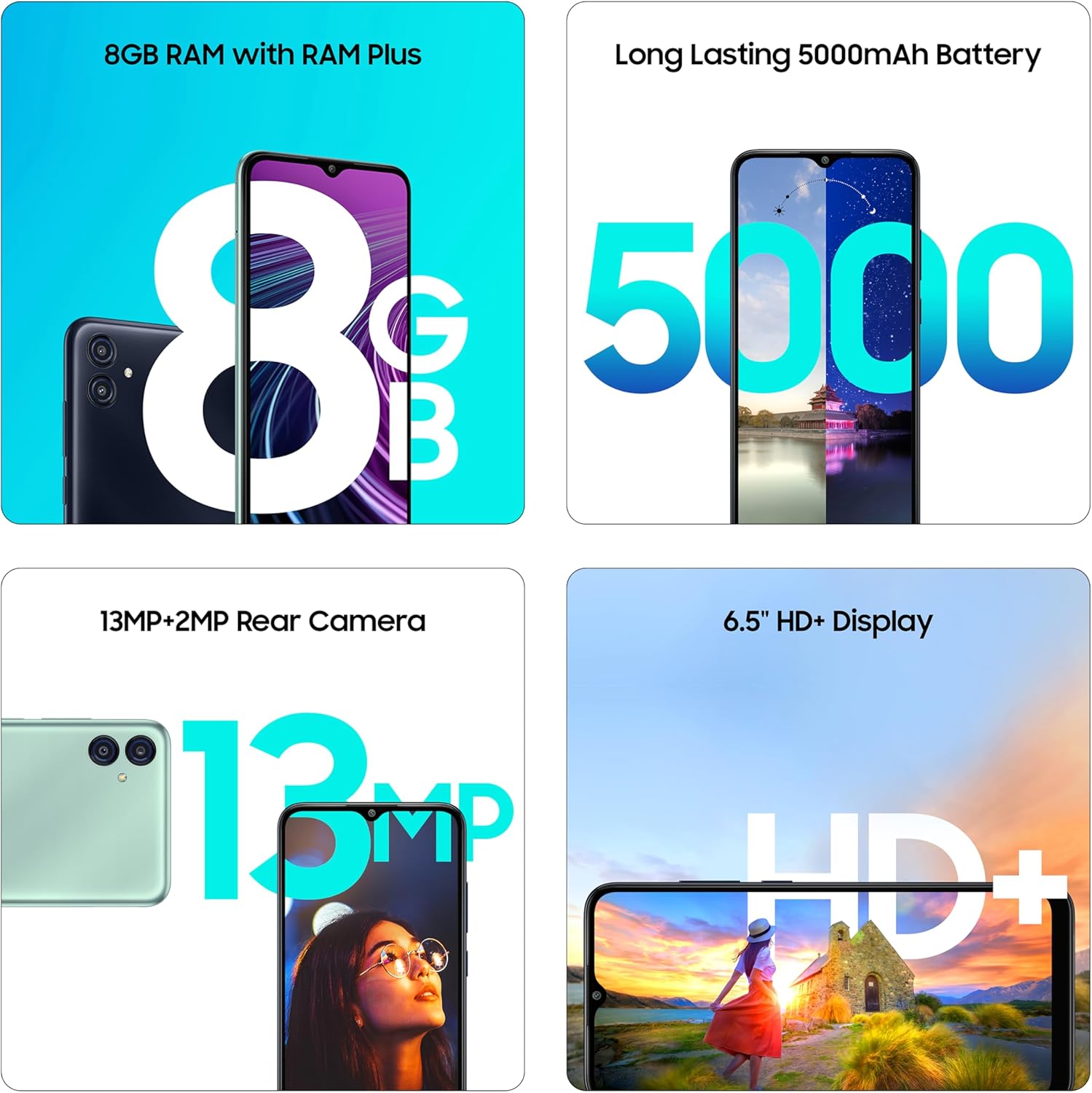 Samsung Galaxy M04 Dark Blue, 4GB RAM, 64GB Storage | Upto 8GB RAM with RAM Plus | MediaTek Helio P35 Octa-core Processor | 5000 mAh Battery | 13MP Dual Camera - Image 4