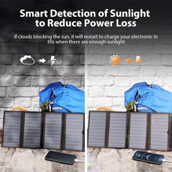 BigBlue 28W Solar Charger Foldable with Digital Ammeter, Outdoor Solar Powered Charger With SunPower Solar Panels Dual USB Ports(5V/4A Overall) for iPhone iPad Samsung Galaxy LG Cellphones and Devices - Image 8