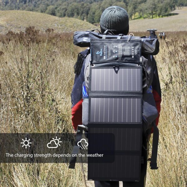 BigBlue 28W Solar Charger Foldable with Digital Ammeter, Outdoor Solar Powered Charger With SunPower Solar Panels Dual USB Ports(5V/4A Overall) for iPhone iPad Samsung Galaxy LG Cellphones and Devices - Image 9