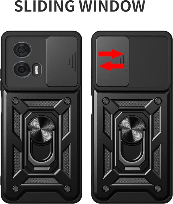 WRTBS for Motorola Edge 50 Fusion 5G Case Cover with Full Covered Tempered Glass Screen Protector Built Slide Camera Protection Cover,Military Heavy Duty Protective Phone Case - Black - Image 8