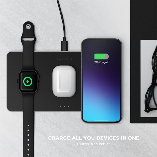 Satechi Trio Wireless Charger with Magnetic Pad –Qi Certified– Compatible with iPhone 13 Pro Max/13 Pro/13, iPhone 12 Pro Max/12 Pro/12/12 mini, AirPods Pro/Gen 3, Apple Watch Series 7/6/SE/5/4/3/2/1 - Image 6