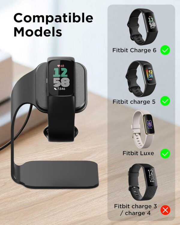 CAVN Charger Dock Compatible with Fitbit Charge 6 / Charge 5 / Luxe, Replacement Aluminum Charging Stand Dock Station Base Accessories Cradle with 4.2ft USB Cord for Charge 6/Charge 5/Luxe Smart Watch - Image 3