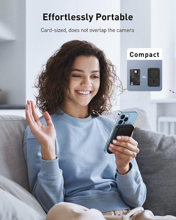 Baseus PD 20W Magnetic Power Bank, 6000mAh Wireless Portable Charger with 20W Type-C Charging Cable for iPhone 16/15/14/13/12 Pro Max, Galaxy S24 Ultra (Black) - Image 7