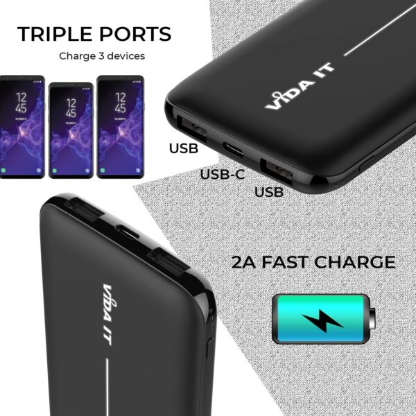 Vida IT USB Power Bank for Heated Jacket Vest Gilet 10000mAh Battery Pack 5V 2A, Thin Power Pack Portable Charger for iPhone Samsung Galaxy Mobile Phone Tablet, Slim Lightweight with Long Battery Life - Image 6