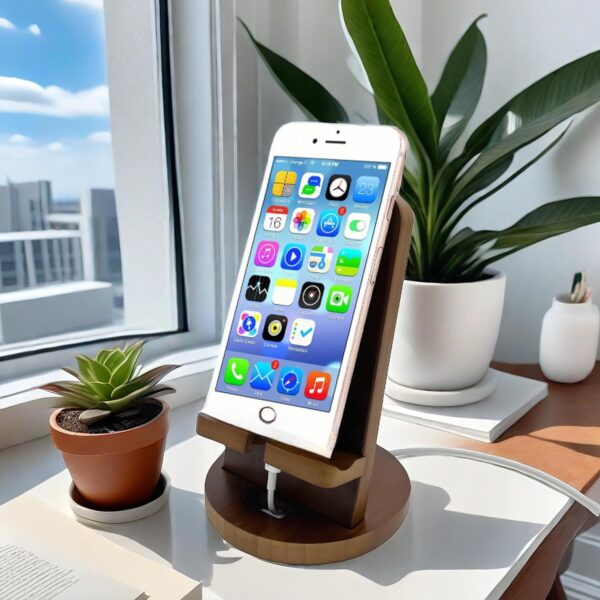 WASHLA Cell Phone Tablet Stand Holder Portable Nightstand Organizer with Charging Hole for Magsafe Charger Detachable Desktop Wooden Phone Pad Holder Natural Bamboo - Image 8