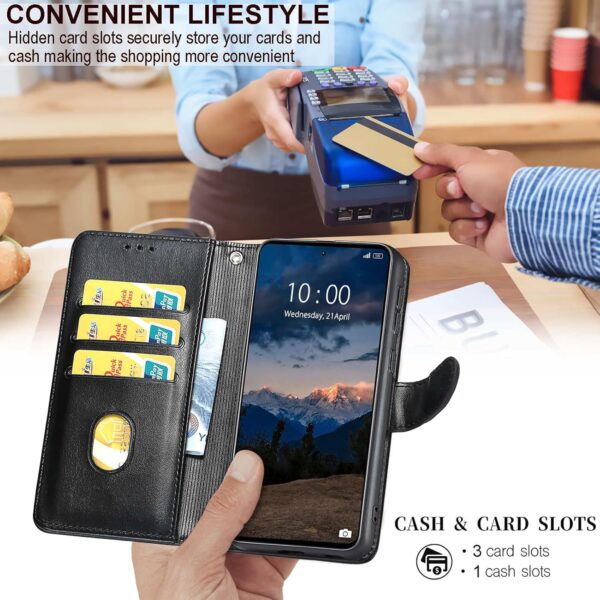 Compatible with/Replacement for Honor 90 Lite / X50i 5G PU Leather Case Protection Card Slots Wallet Flip Cover DKSZLF (Black) - Image 9