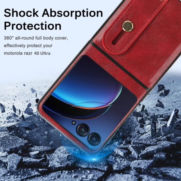 Gruattreay for Motorola Razr 40 Ultra Case with Hanging Rope, Premium PU Leather Shell with Anti-Lost Detachable Lanyard Anti-Scratch Shock-Proof Full Coverage Protective Cover (Red) - Image 8