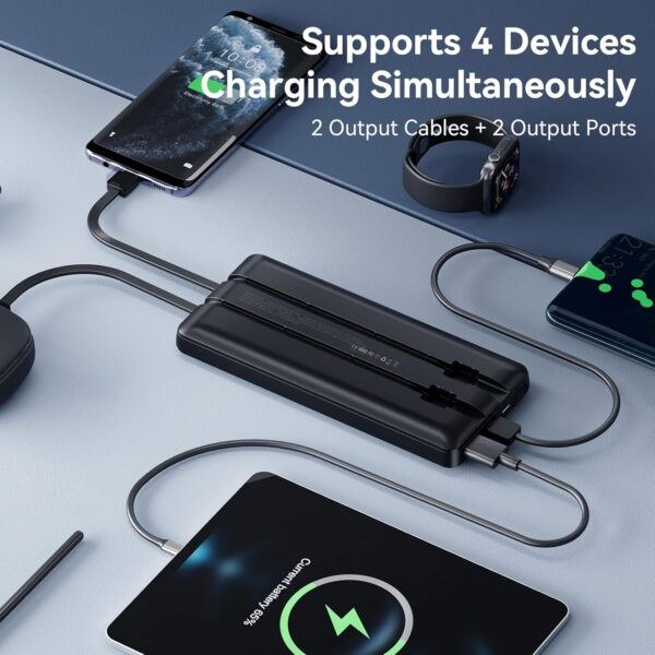 Garlo Power Bank Portable Charger 10000mAh 22.5W Fast Charging Mini Powerbank with Built in USB C and IOS Cables, Mobile Phones Battery Pack for iPhone Android iPad Samsung Google Pixel LG - Image 5