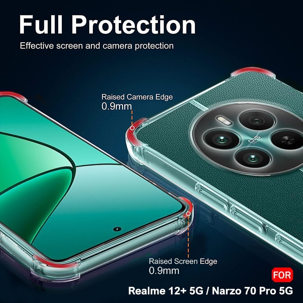 Zege Case For Realme 12 Plus 5G / Realme Narzo 70/70 Pro/Realme P1 5G Clear Cover Case Soft Transparent Silicone Gel Shock Absorbent Reinforced Corner Cover For Realme 12 Plus 5G - Image 3