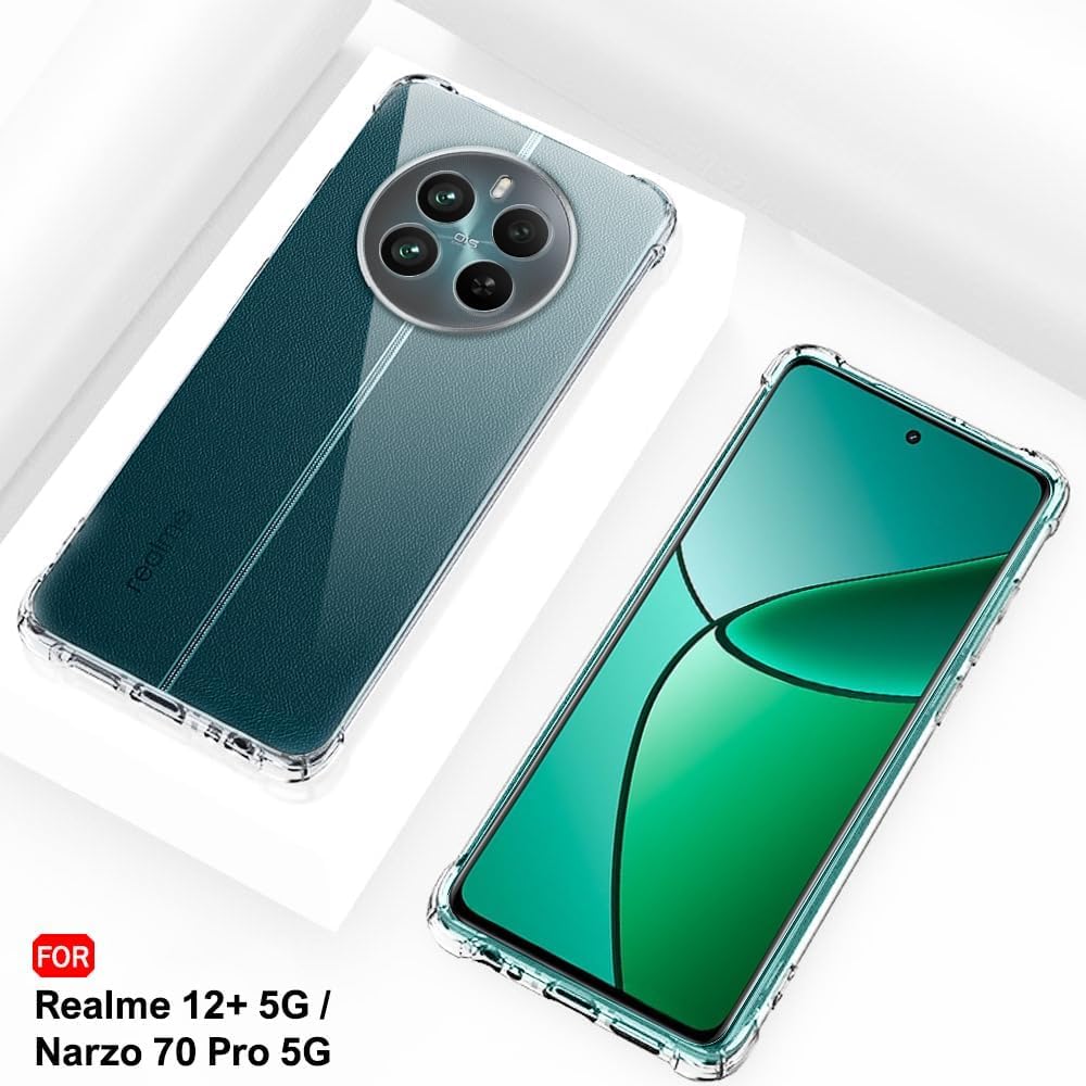 Zege Case For Realme 12 Plus 5G / Realme Narzo 70/70 Pro/Realme P1 5G Clear Cover Case Soft Transparent Silicone Gel Shock Absorbent Reinforced Corner Cover For Realme 12 Plus 5G - Image 6