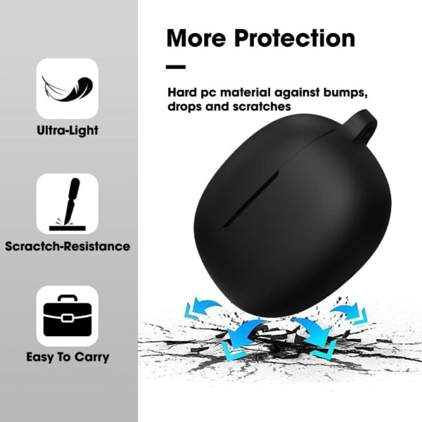 Sounce Earphone Case Cover for Realme TechLife Buds T100, Soft Silicone Skin Case Cover Shock-Absorbing Protective Case with Keychain [Front LED Visible] Black - Image 4