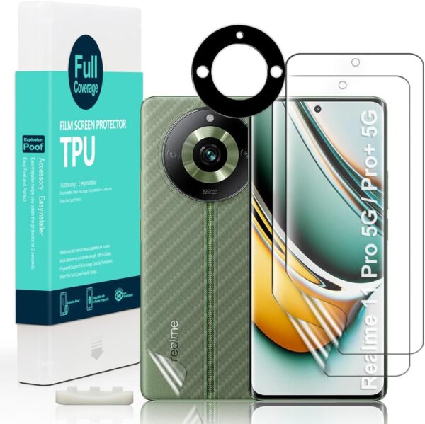 Ibywind 2 Pcs Screen Protector For Realme 11 Pro 5G/11 Pro+/11 Pro Plus 5G 6.7",Flexible TPU Film,With 1Pc Camera Lens Protector,1Pc Back Film[Easy to install] - Image 2