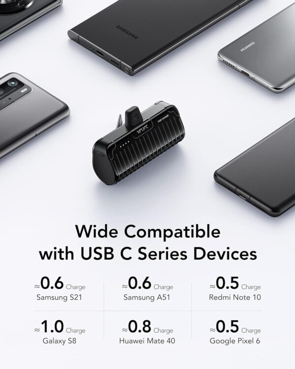 VRURC Mini Portable Charger 5000mAh USB C Power Bank PD 20W Fast Charging, Compact Battery Pack Compatible with Samsung Galaxy S22/S20/S10/S9/S8/Note 20/10/9/8,Google Pixel,LG - Image 4