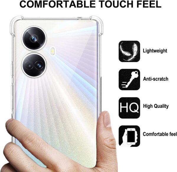 EMODIL Case for Realme 10 Pro Plus Cover Clear Back Air Cushion Soft Silicone Shockproof Anti-Scratch Protective Bumper Shell Corner for Realme 10 Pro Plus 5G ® - Image 3
