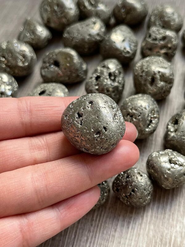 GAF TREASURES WHOLESALE Pyrite Tumbled Stones, Polished Natural Pyrite Gemstone, Pyrite Healing Crystals (Pyrite, 0.5 Pound) - Image 3
