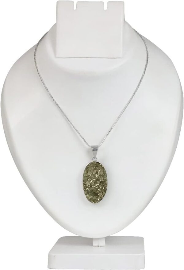 Reiki Crystal Products Natural Certified Rough Stone Pyrite Oval Shape Pendant, Crystal Stone Locket - Pendant with Metal Chain for Reiki Healing and Crystal Healing Gemstone for Unisex, Medium, - Image 8
