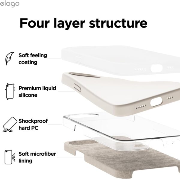 elago Liquid Silicone for iPhone 16E case cover (2025) Full Body Protection, Shockproof, Slim, Anti-Scratch Soft Microfiber Lining - Stone - Image 8