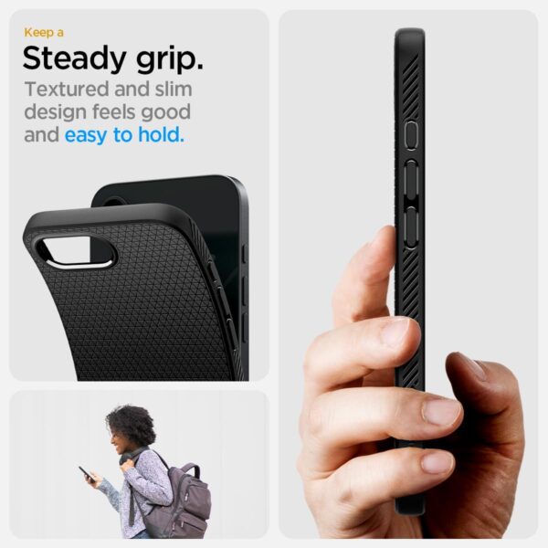 Spigen Liquid Air designed for iPhone 16E case cover (2025) - Matte Black - Image 6