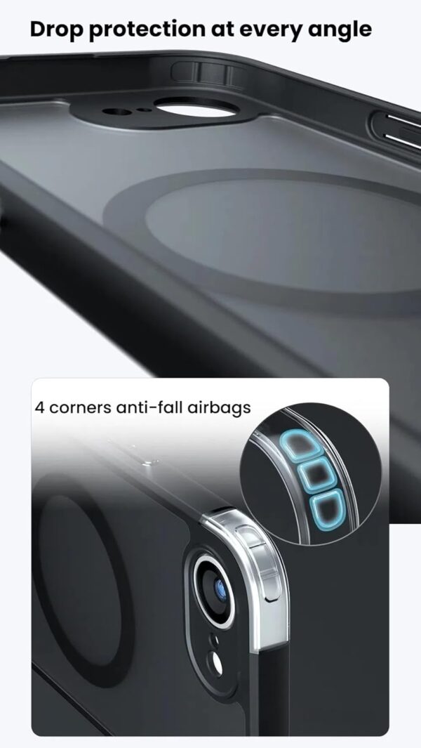 Gruattreay Case Compatible with iPhone 16e (2025), Airbag Anti-Drop Phone Case with Precision Hole Lens Protection, Magnetic Skin-friendly Protective Cover for iPhone 16E - Image 4