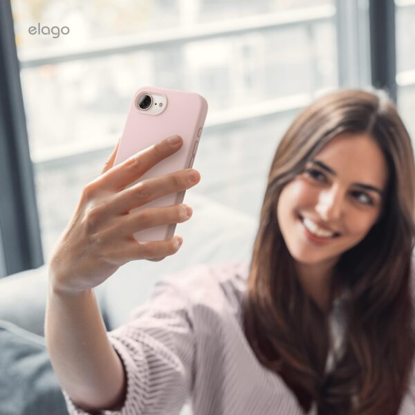 elago Liquid Silicone for iPhone 16E case cover (2025) Full Body Protection, Shockproof, Slim, Anti-Scratch Soft Microfiber Lining - Lovely Pink - Image 9