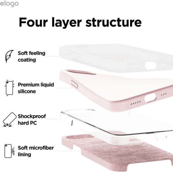 elago Liquid Silicone for iPhone 16E case cover (2025) Full Body Protection, Shockproof, Slim, Anti-Scratch Soft Microfiber Lining - Lovely Pink - Image 8