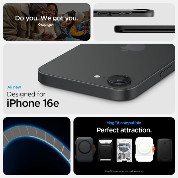 Spigen Thin Fit MagFit for iPhone 16e case cover [MagSafe compatible] - Black - Image 3