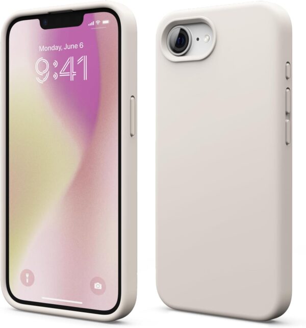 elago Liquid Silicone for iPhone 16E case cover (2025) Full Body Protection, Shockproof, Slim, Anti-Scratch Soft Microfiber Lining - Stone - Image 2