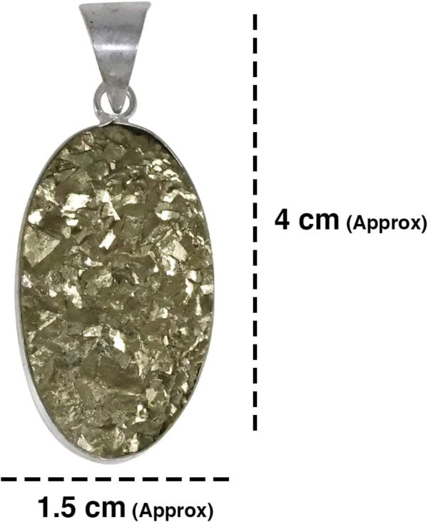 Reiki Crystal Products Natural Certified Rough Stone Pyrite Oval Shape Pendant, Crystal Stone Locket - Pendant with Metal Chain for Reiki Healing and Crystal Healing Gemstone for Unisex, Medium, - Image 4