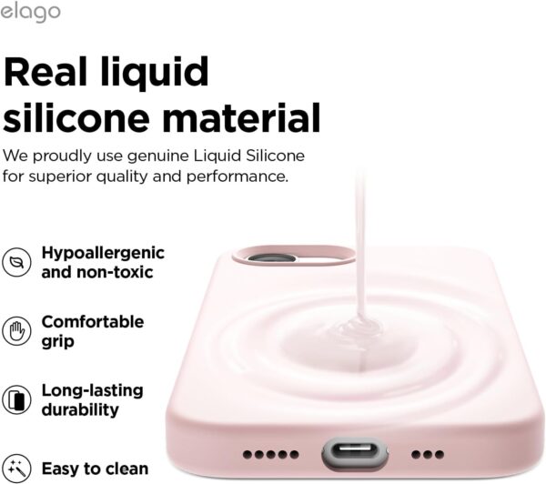 elago Liquid Silicone for iPhone 16E case cover (2025) Full Body Protection, Shockproof, Slim, Anti-Scratch Soft Microfiber Lining - Lovely Pink - Image 4