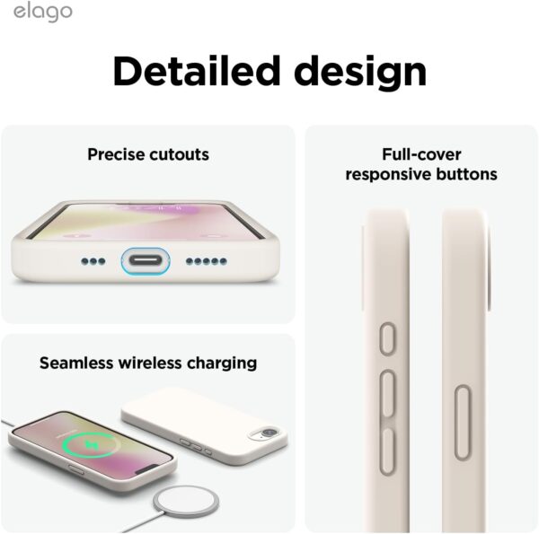 elago Liquid Silicone for iPhone 16E case cover (2025) Full Body Protection, Shockproof, Slim, Anti-Scratch Soft Microfiber Lining - Stone - Image 6