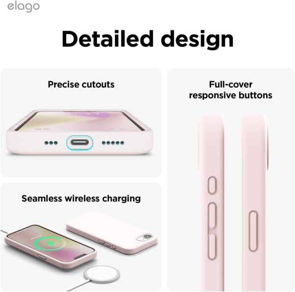 elago Liquid Silicone for iPhone 16E case cover (2025) Full Body Protection, Shockproof, Slim, Anti-Scratch Soft Microfiber Lining - Lovely Pink - Image 6