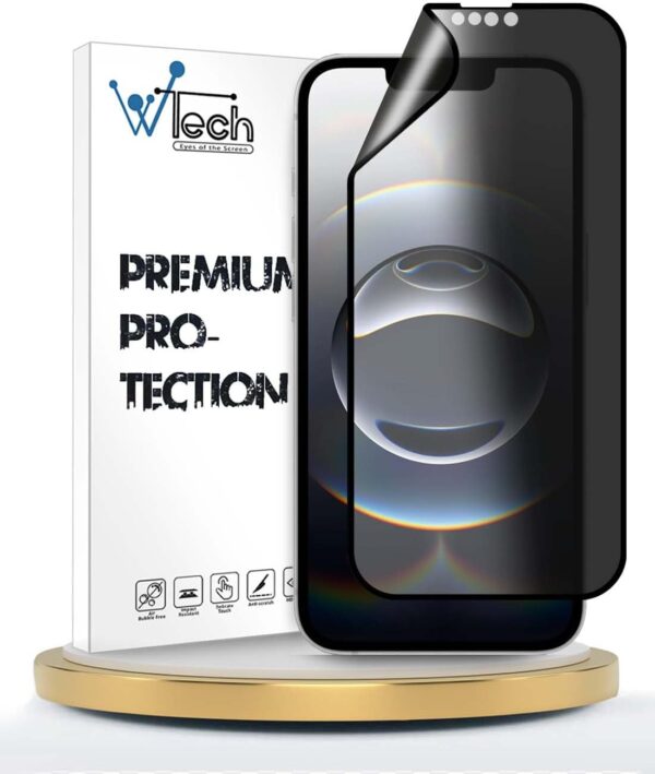 Apple iPhone 16e 5G 2025 Screen Protector (WTech Premium Nano Ceramic Privacy Full Glue Full Cover Matte Flexible - Clear/Black) - Image 2
