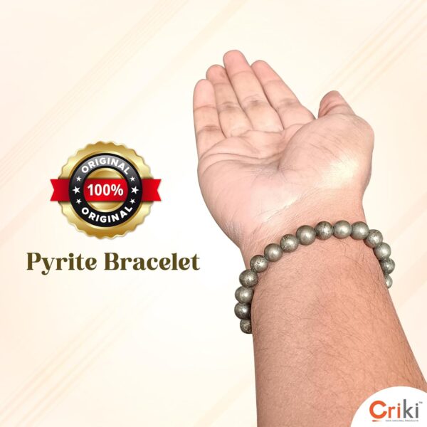Original Pyrite Bracelet for Men and Women, Money Magnet Bracelet, Pyrite Crystal Bracelet, Friendship Gifts, Stone Bracelet for Money, Wealth, Manifestation, Meditation, and Reiki Healing - 8mm - Image 3