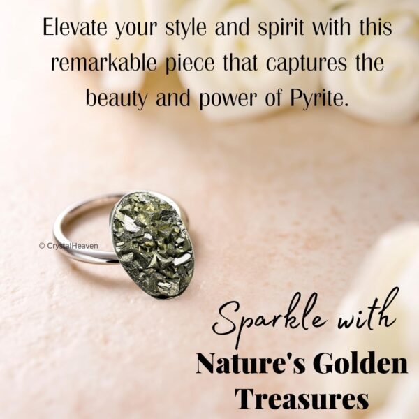 Pyrite Stone Original Ring - Certified Pyrite Ring for Women and Men - Real Pirate Stone Crystal Ring for Money, Wealth, Abundance and Success - Image 8