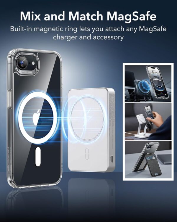 ESR for iPhone 16e 2025 Case, Compatible with MagSafe, Shockproof Military-Grade Protection, TPU, Magnetic Case for iPhone SE, Classic Hybrid Case (HaloLock), Clear - Image 6
