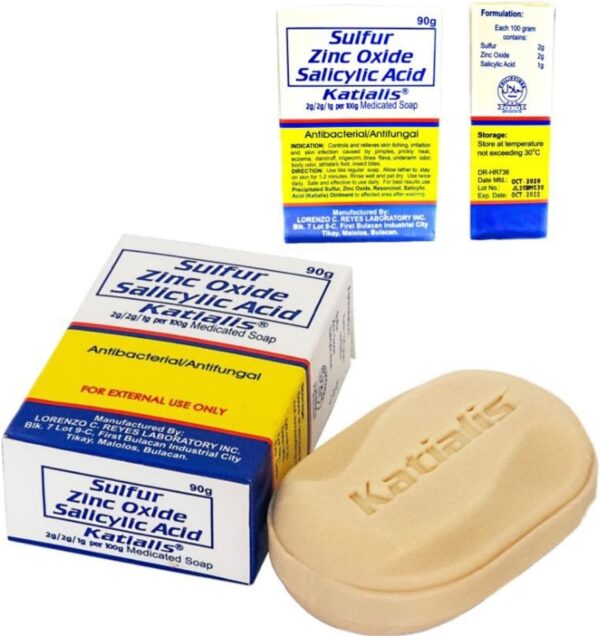 KATIALIS SOAP Sulfur Zinc Oxide Salicylic Acid Anti Fungal Anti Bacterial Soap 90 grams - Image 3