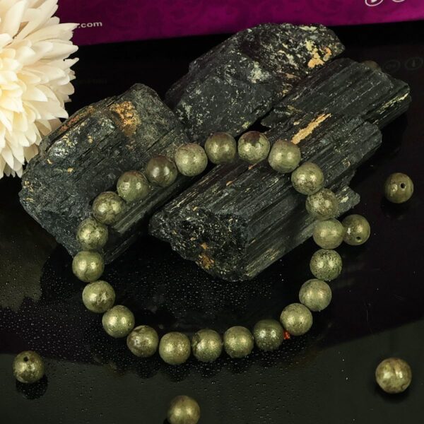 Reiki Crystal Products Natural Certified Pyrite 8mm Bracelet Reiki Healing Crystal Stone 8 mm Bracelet for Unisex - Image 4