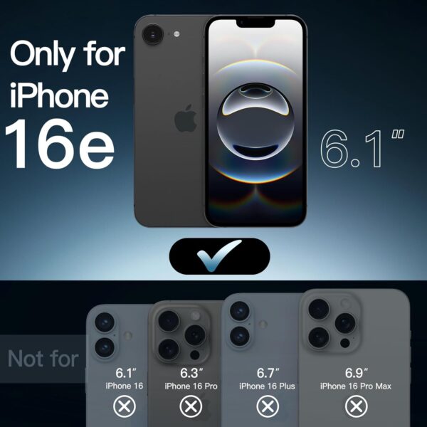 JETech Case for iPhone 16e 6.1-Inch 2025, Non-Yellowing Shockproof Phone Bumper Cover, Anti-Scratch Clear Back (Black) - Image 3