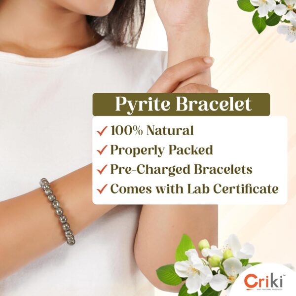 Original Pyrite Bracelet for Men and Women, Money Magnet Bracelet, Pyrite Crystal Bracelet, Friendship Gifts, Stone Bracelet for Money, Wealth, Manifestation, Meditation, and Reiki Healing - 8mm - Image 5