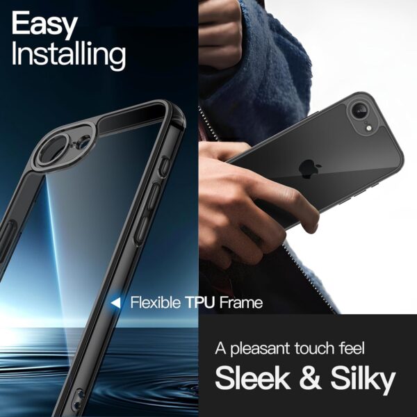 JETech Case for iPhone 16e 6.1-Inch 2025, Non-Yellowing Shockproof Phone Bumper Cover, Anti-Scratch Clear Back (Black) - Image 7