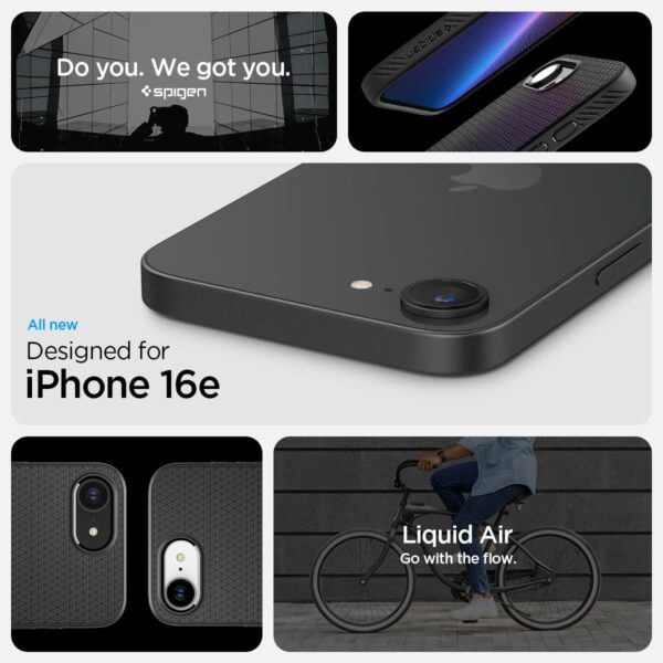 Spigen Liquid Air designed for iPhone 16E case cover (2025) - Matte Black - Image 3