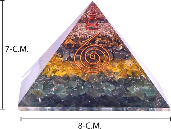 REBUY Citrine, Aventurine, Tiger's Eye, and Pyrite Stone Pyramid | Natural Healing Crystal Gemstone for Vastu Wealth & Money Prosperity Attraction Good Luck - Image 3