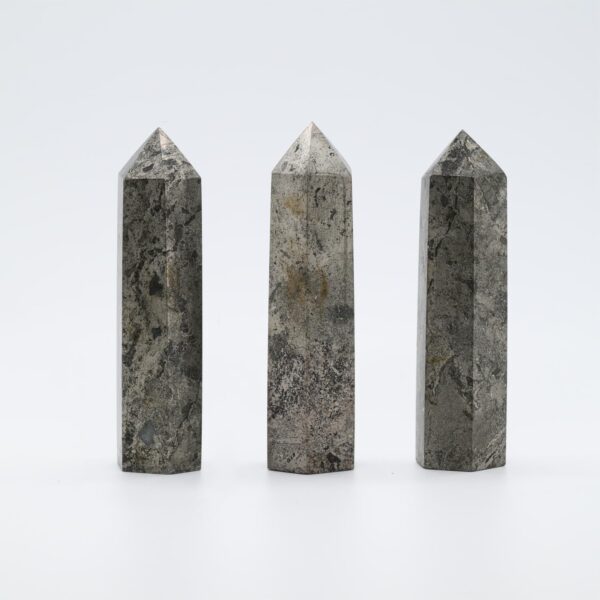 Angelstones Natural Pyrite Gemstone Healing Crystal Hexagonal Pointed Reiki Chakra Faceted Prism Wand Carved Stone Figurine Home Decor - Image 3
