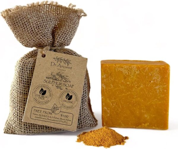 Dr.Ancient Sulphur Soap Bar Organic Natural Vegan Traditional Handmade Antique - Antibacterial, Effective For Acne - Absolutely No Chemicals! Pure Natural Soap! - Image 2
