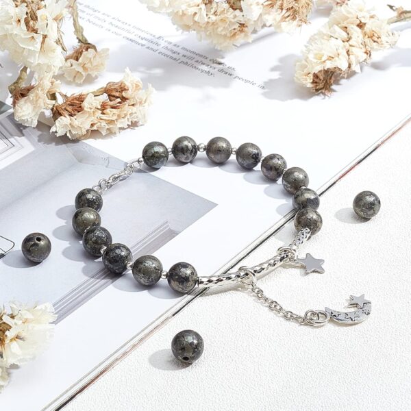 OLYCRAFT 75pcs 3 Strands Natural Pyrite Beads Round Gemstone Loose Beads Energy Stone for Necklaces Bracelets Jewelry Making DIY Crafts - 8mm - Image 6