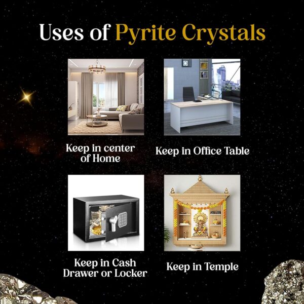 CRIKI Certified Original Pyrite Stone Cluster - Natural, Energized Golden Pyrite for Healing, Willpower, Money manifestation, Vastu, and Business - 50 to 90 GM - Image 8