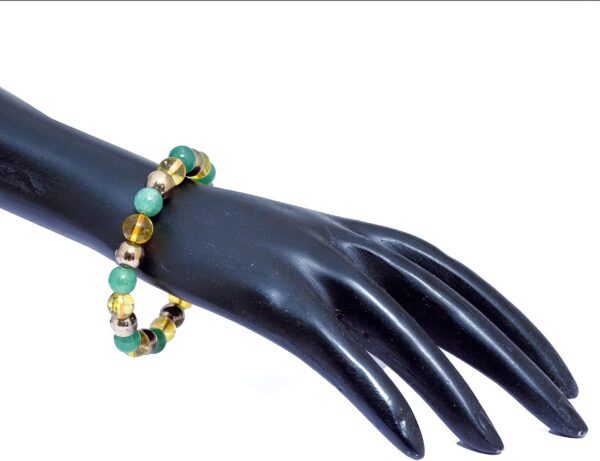 REBUY Citrine, Green Aventurine, Pyrite Stone Bracelet for Men & Women | Natural Healing Crystal Gemstone for Good Luck, Spiritual Growth, Peaceful Energy | Round Beads 8mm | Pack of 1 - Image 4