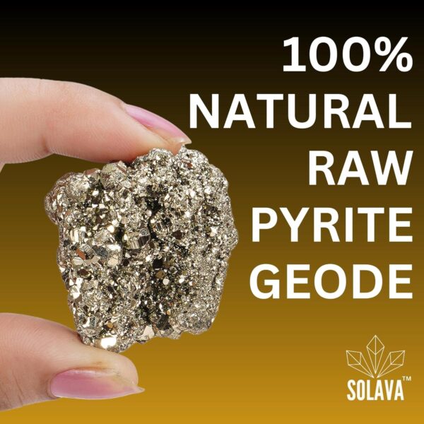 SOLAVA Pyrite Stone Original Cluster Stone - Natural Energised Golden Pyrite Stone for Healing, Willpower, Money Manifestation, Vastu, and Business - Certified Original Pyrite (30-45 GRAM) - Image 4