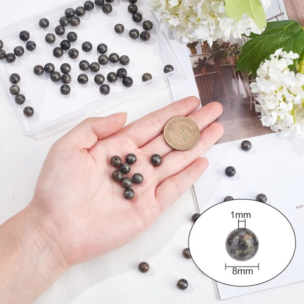 OLYCRAFT 75pcs 3 Strands Natural Pyrite Beads Round Gemstone Loose Beads Energy Stone for Necklaces Bracelets Jewelry Making DIY Crafts - 8mm - Image 3